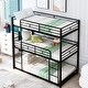 preview thumbnail 2 of 7, Black Twin Size Steel Triple Bunk Bed with Full-Length Guardrails and Two Ladders
