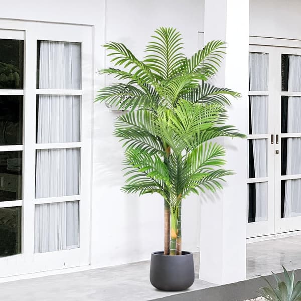 6ft Triple Golden Cane Palm Artificial Tree Large Tropical Palm Tree Fake  Plant in Pot for Indoor Outdoor Office Home Decor - Bed Bath & Beyond -  39149439