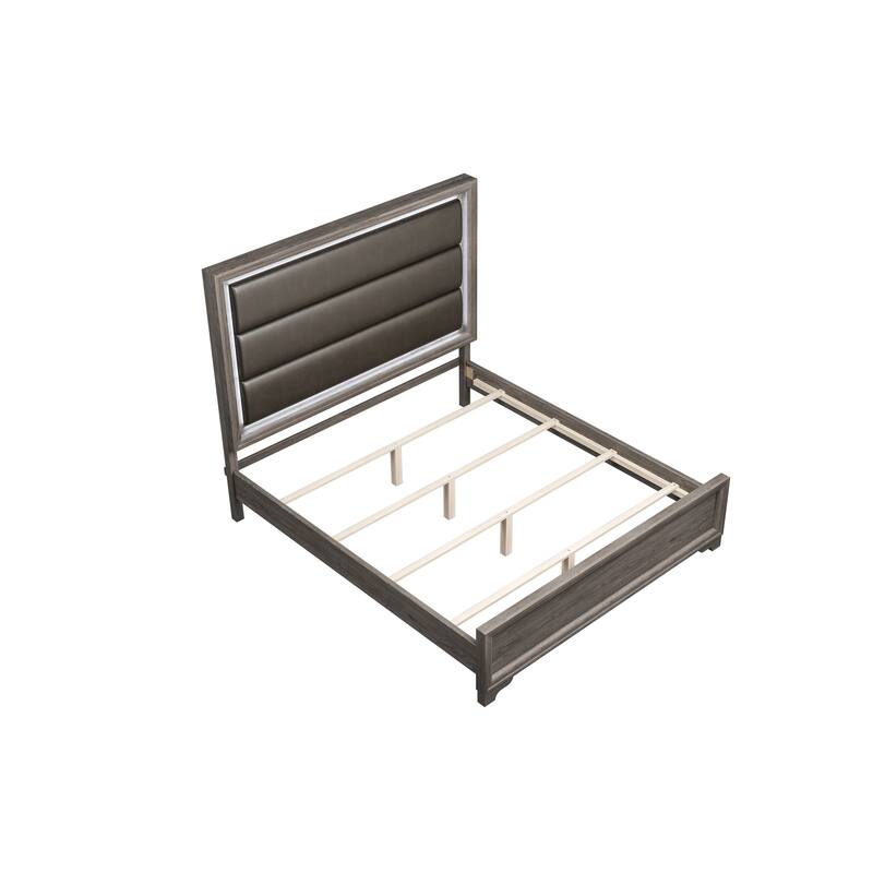 Contemporary Style 3pc Bed 2x Nightstand Set Metal Handles Bracket legs Espresso Finish Bedroom Furniture