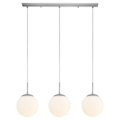 Eglo Romy 3-Light Satin Nickel Linear Pendant with Opal Glass