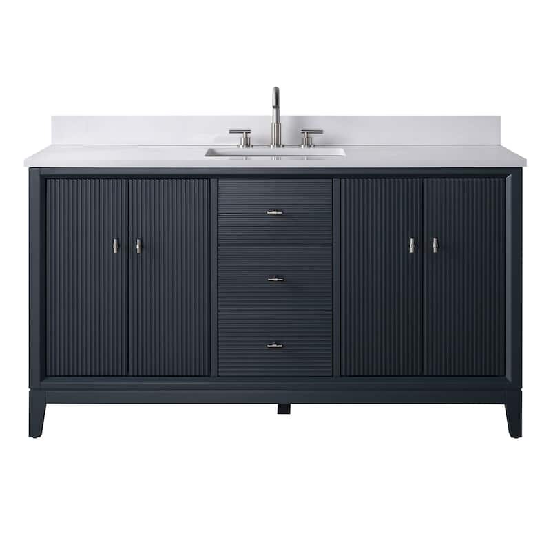 Vanity Art 60" Freestanding Bathroom Vanity with Engineered Marble Top and Sink