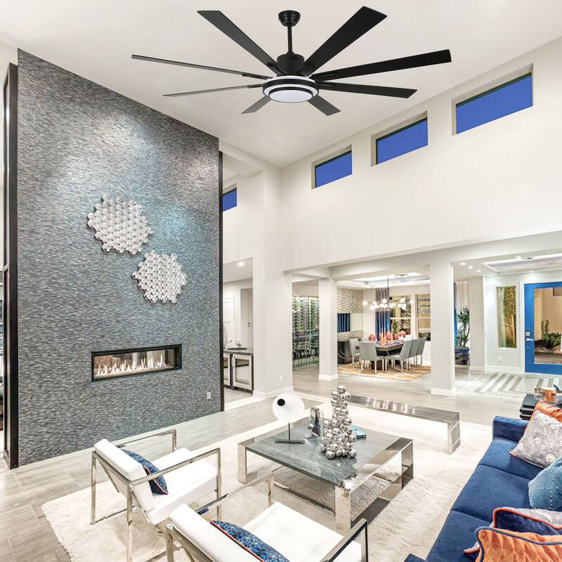 Cusp Barn 72" LED Dimmable Ceiling Fan,Industrial Reversible Fan Light,6 Speeds Quiet DC Motor with Remote for Large Room/Space