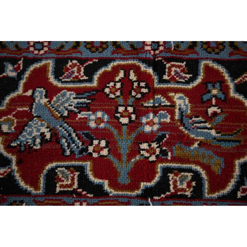 Animals Red Floral Kashan Turkish Area Rug Machine-Made Carpet - 9'7" x 12'8"