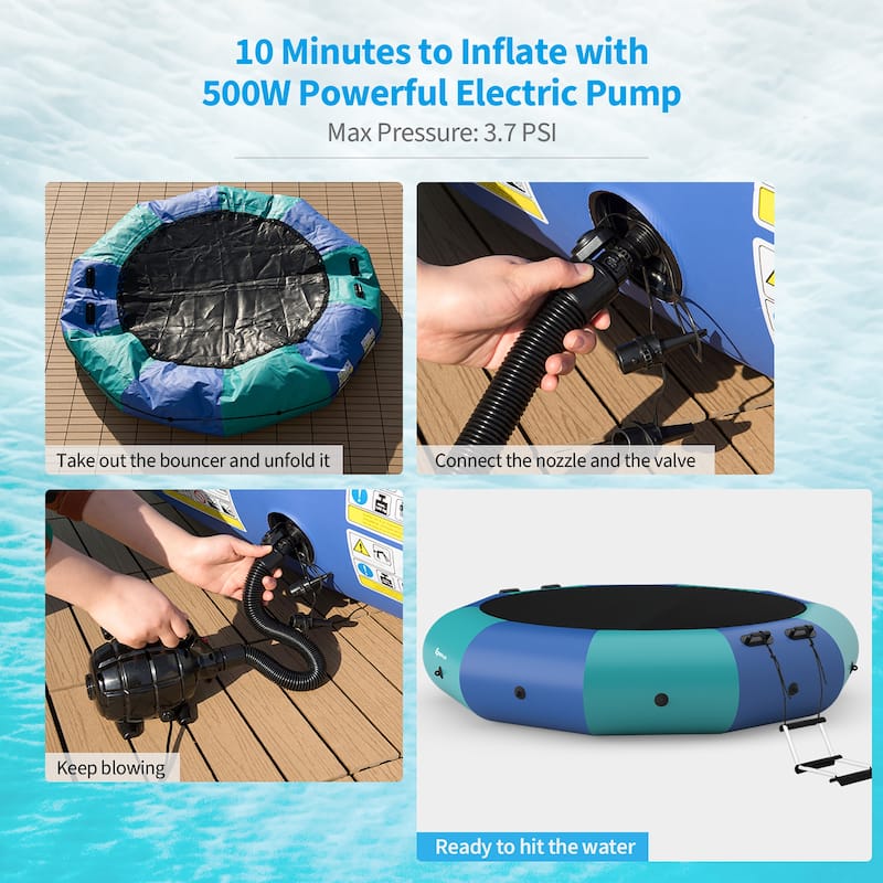 Goplus 15FT Inflatable Water Bouncer Splash Padded Water Trampoline - See Details