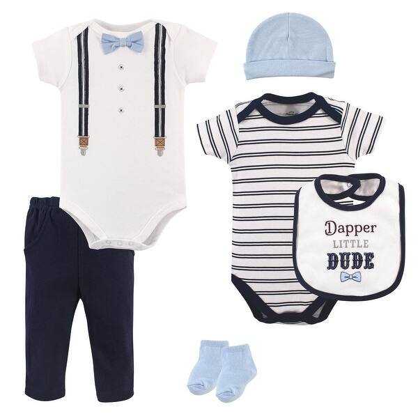 slide 1 of 1, Little Treasure Baby Boy Layette 6-Piece Set, Dapper Bow Tie 0-3 Months - Dapper Bow Tie