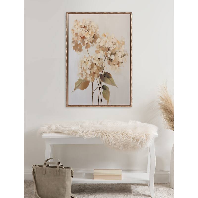 Kate and Laurel Sylvie Beaded Soft Hydrangeas Framed Canvas