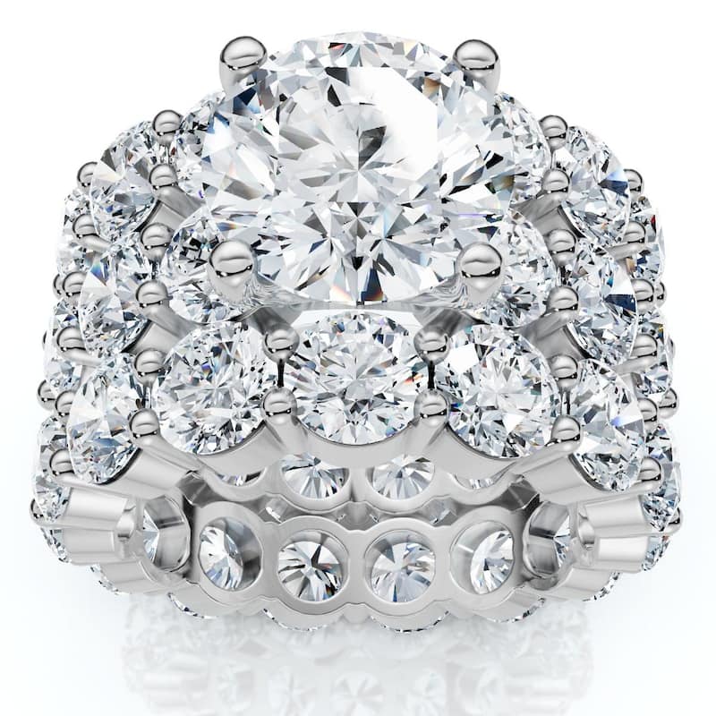 Bliss Diamond 15Ct TW Diamond Eternity Engagement Wedding Ring Set White Gold Lab Grown