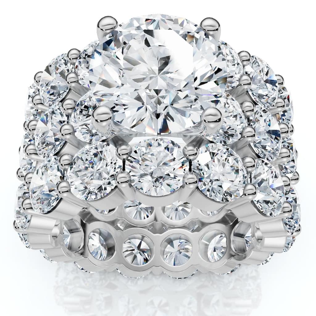 Bliss Diamond 15Ct TW Diamond Eternity Engagement Wedding Ring Set White Gold Lab Grown