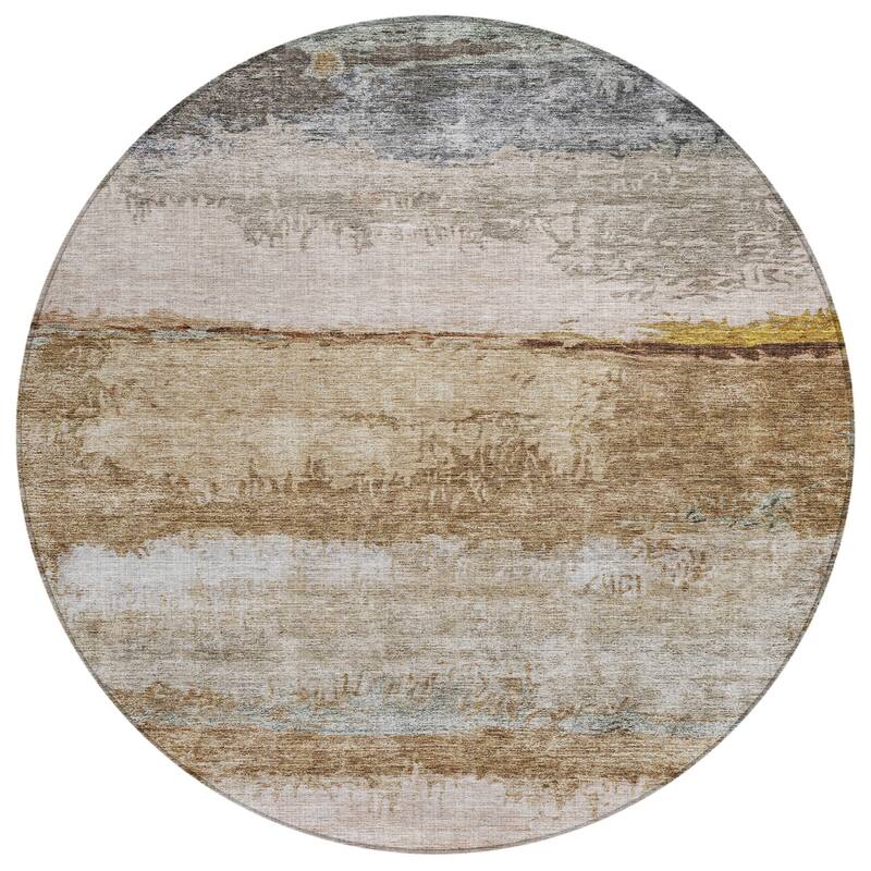 Machine Washable Indoor/ Outdoor Abstract Contemporary Chantille Rug