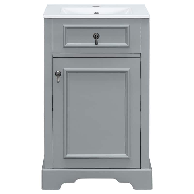 20" Bathroom Vanity with Ceramic Sink, Soft Close Door, Adjustable Shelf