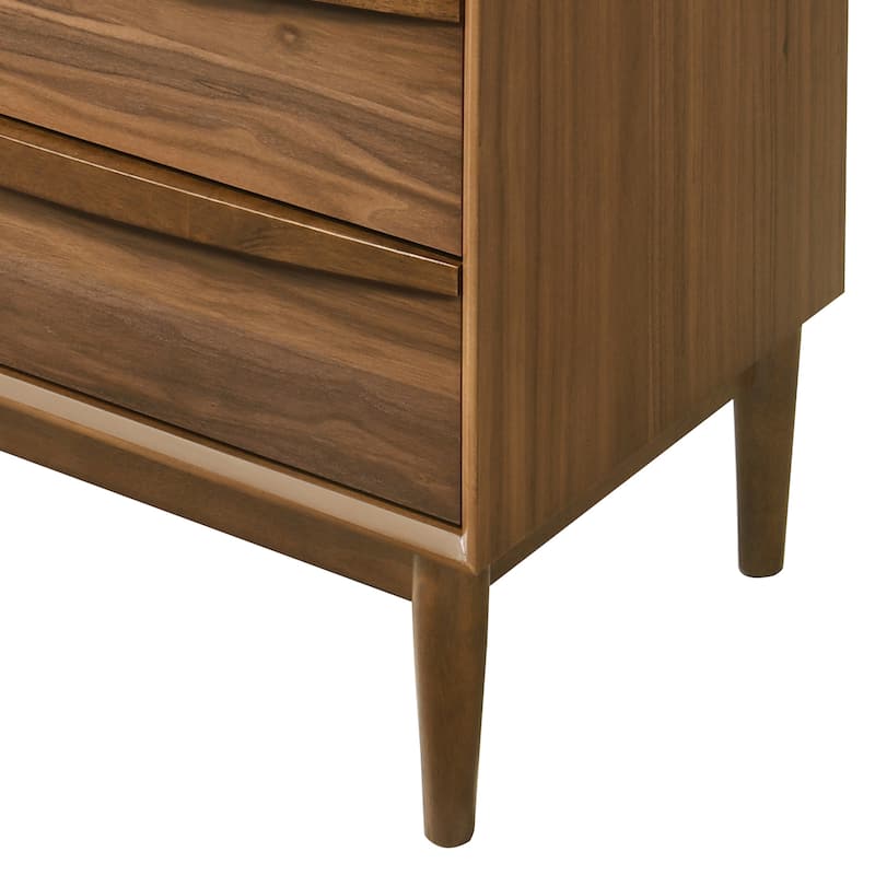 Artemio Mid-Century Black or Walnut Wood 6 Drawer Double Dresser