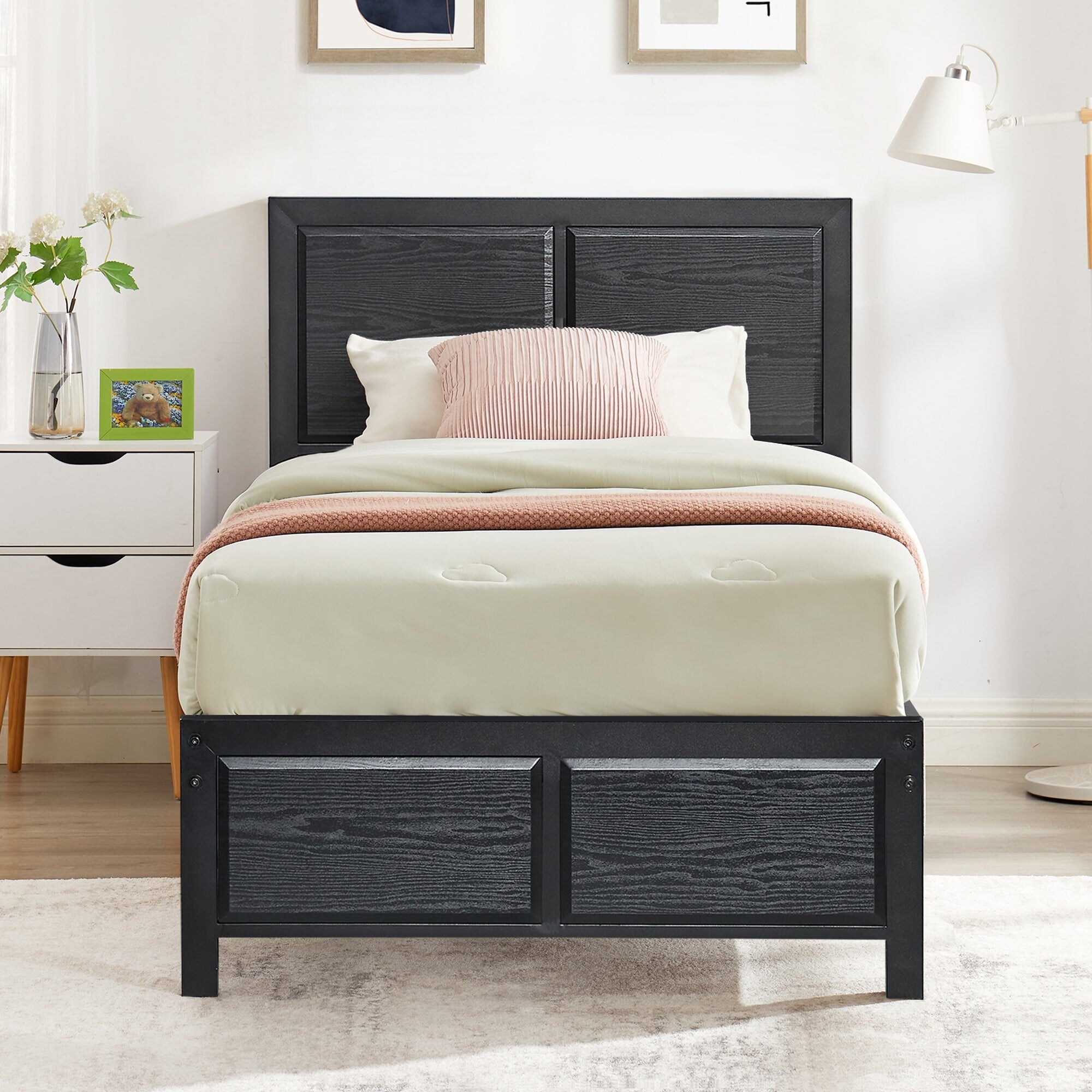 VECELO Platform Queen Size Bed Frame with Wood Headboard On Sale