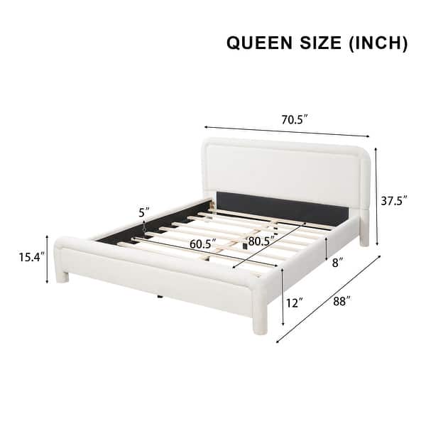 Christopher Knight Home - Boucle Upholstered Platform Bed Frame with ...