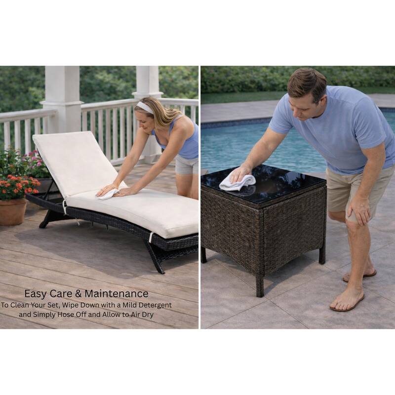 Eternity Brown 6-Piece Wicker Outdoor Chaise Lounge Set with Beige Cushions - N/A