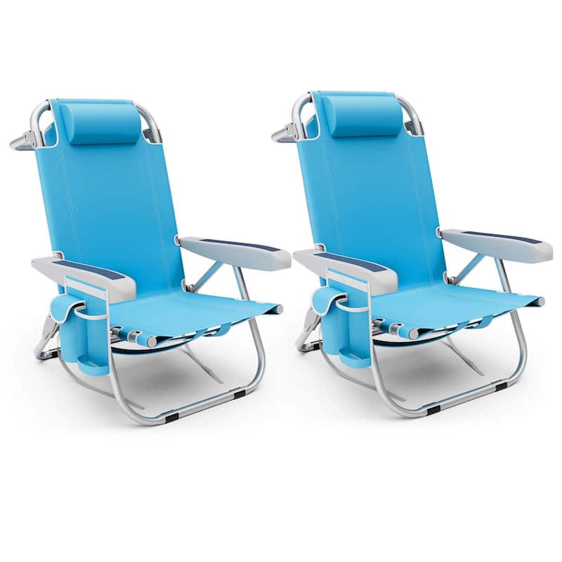 1/2 PCS Beach Chair Foldable Backpack Chair Aluminum Lay Flat Chair