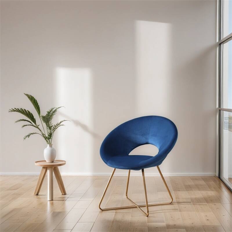 Silky Velvet Upholstered Accent Chair with Gold Tone Finished Base