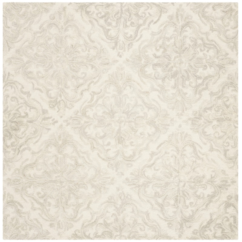 SAFAVIEH Handmade Blossom Letty Modern Floral Wool Rug - 8' x 8' Square - Ivory/Grey