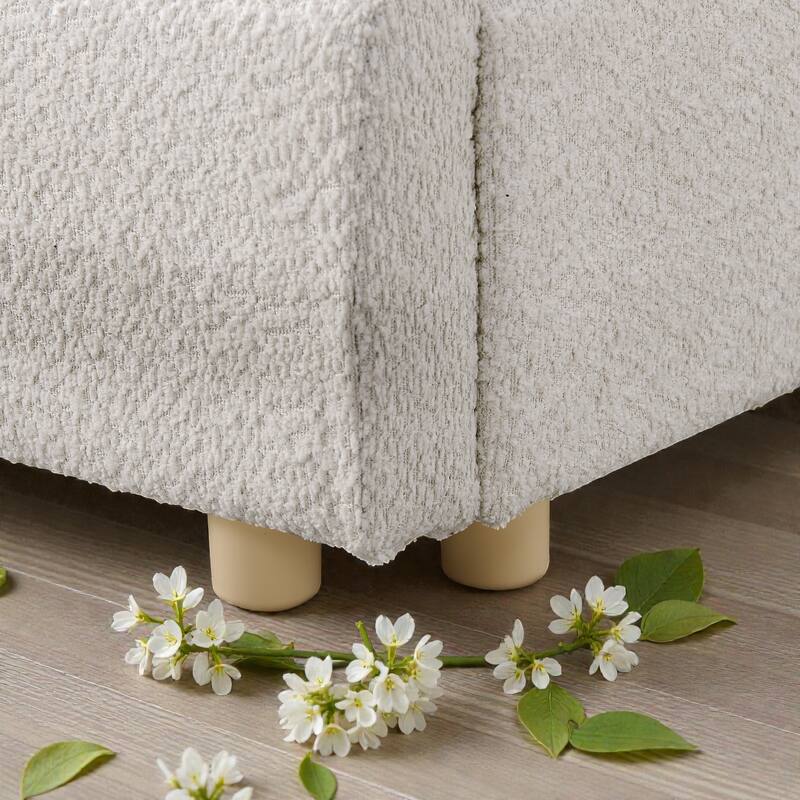 Upholstered Bed Frame with Tall Curved Headboard, Premium Circle Yarn Fabric, Modern Minimalist Platform Bed