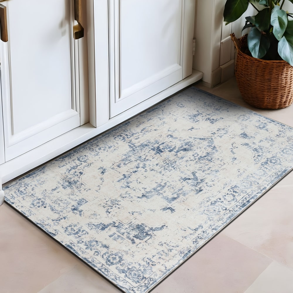 World Rug Gallery Traditional Vintage Distressed Washable Non-Slip Area Rug