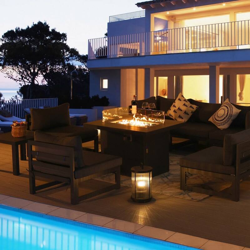 FINCATI Luxury Patio Aluminum Sofa Conversation Furniture Set with Coffee Table