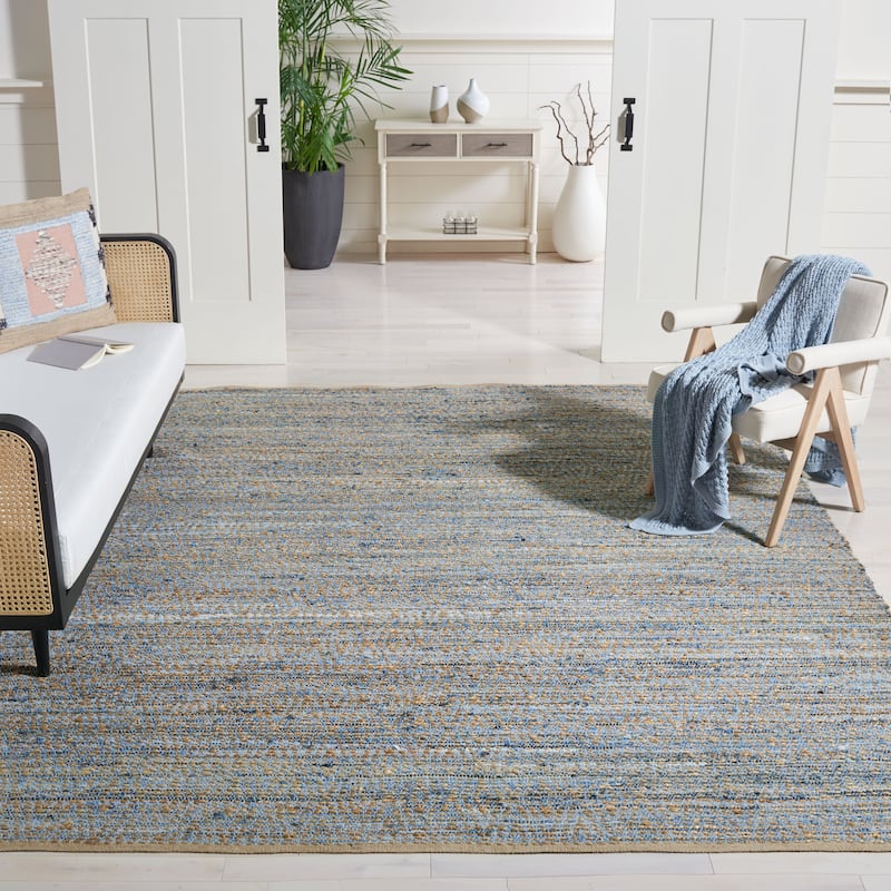 SAFAVIEH Handmade Cape Cod Irenea Coastal Jute Rug - 10' x 14' - Natural/Blue