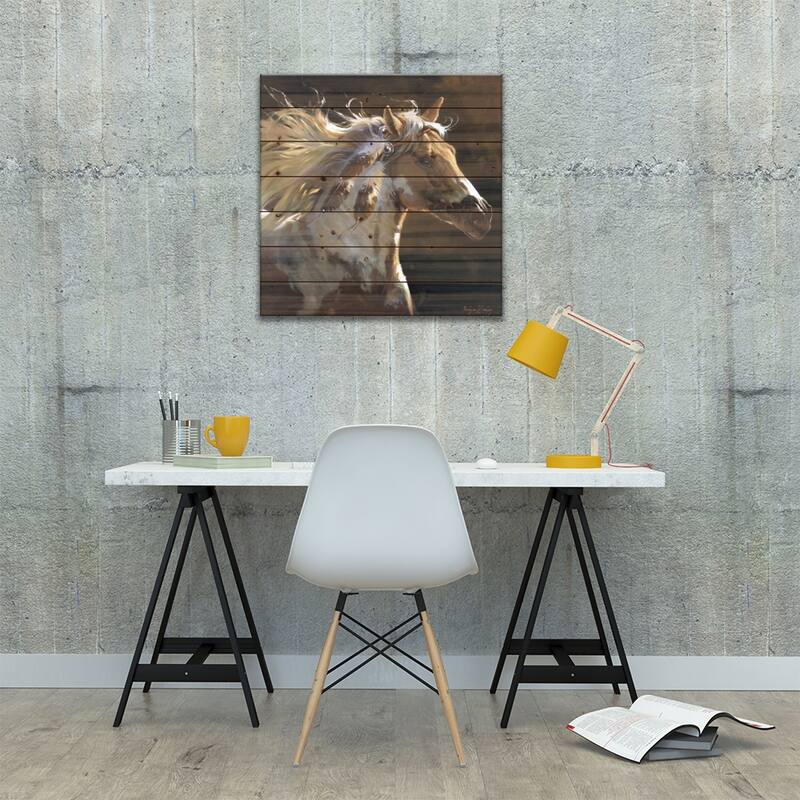 Spirit Horse Print On Wood by Carolyne Hawley - Multi-Color