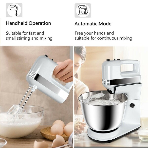 5 Speed 200w Stand Mixer Hand Mixer With Stainless Steel Mixing Bowl Costway Stand Mixer Black Dough Hooks Beaters Stainless Steel Bowl Kitchen Mixer