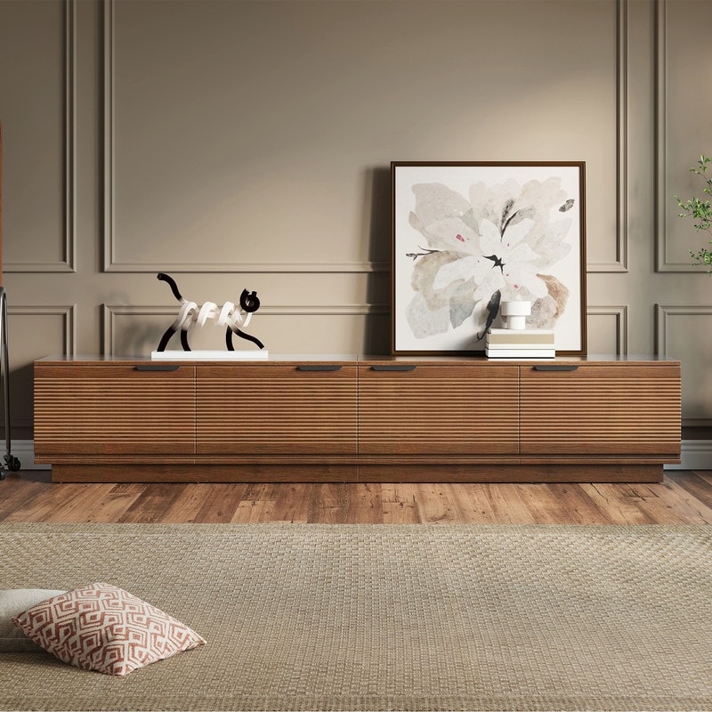 Modern Fluted 78" TV Stand for TVs up to 85", Entertainment Center Cabinet for Living Room