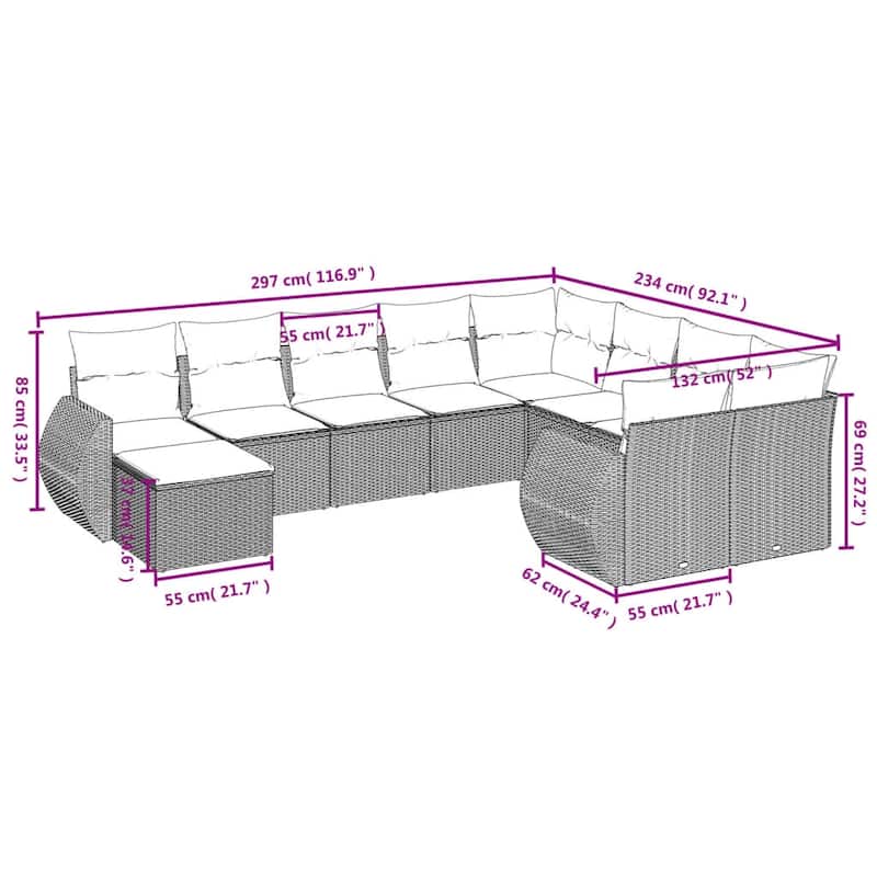 vidaXL Garden Sofa Set Black