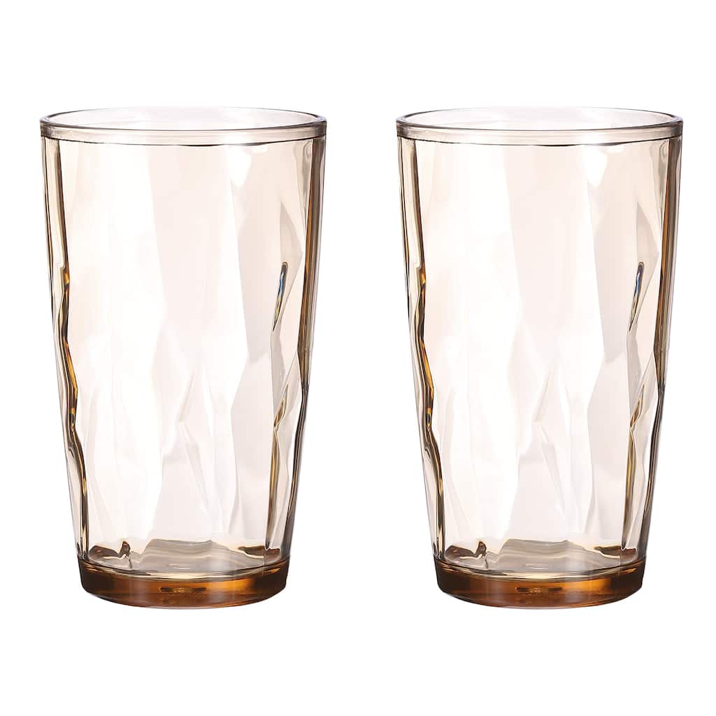 2Pcs Acrylic Drinking Glasses Plastic Reusable Tumblers