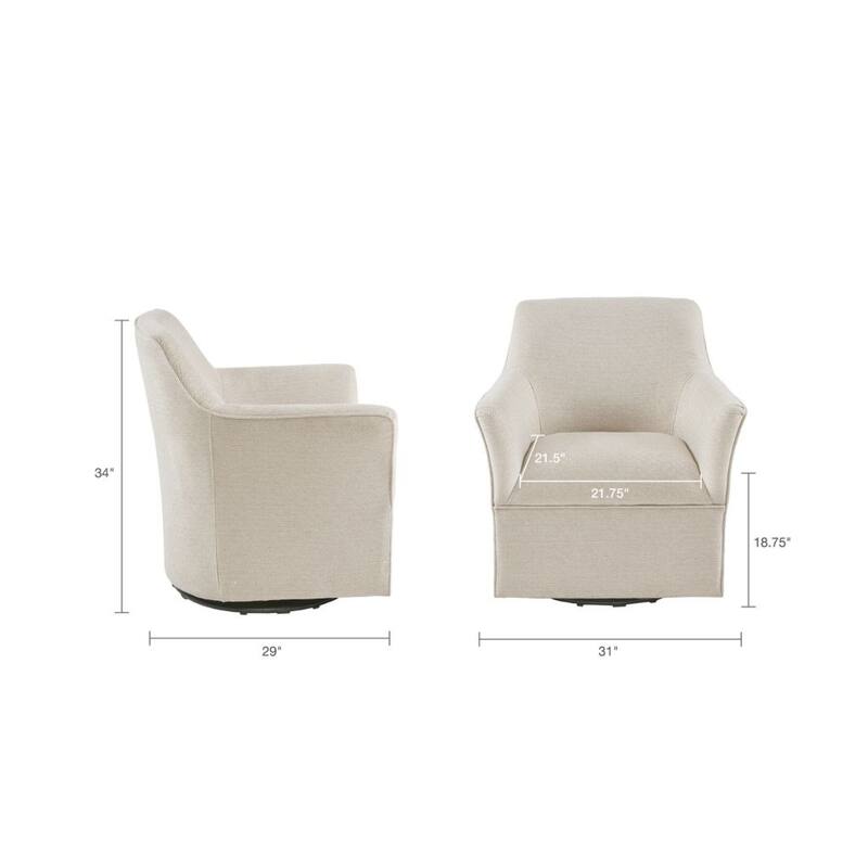 Roomfitters Swivel Glider Accent Chair, Upholstered Armchair with 360 Degree Gliding Base and Tight Cushion Design, Cream