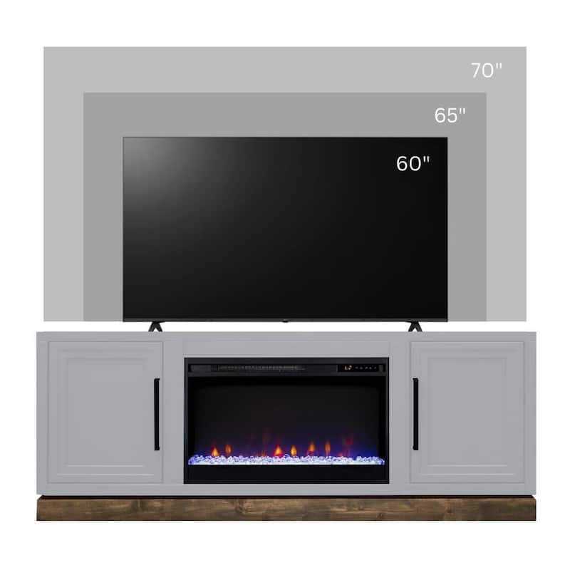 Bridgevine Home Nora 64 inch Fireplace TV Stand, for TVs up to 85 inches, Two-Tone Finish