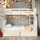 preview thumbnail 2 of 14, Twin over Twin House Bunk Bed With Shelves And Drawers,Cream