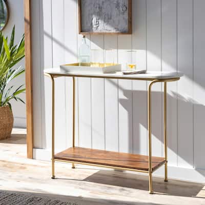 Micheale Marble Mixed Media Modern Console Table - 30"H x 43"W x 11"D