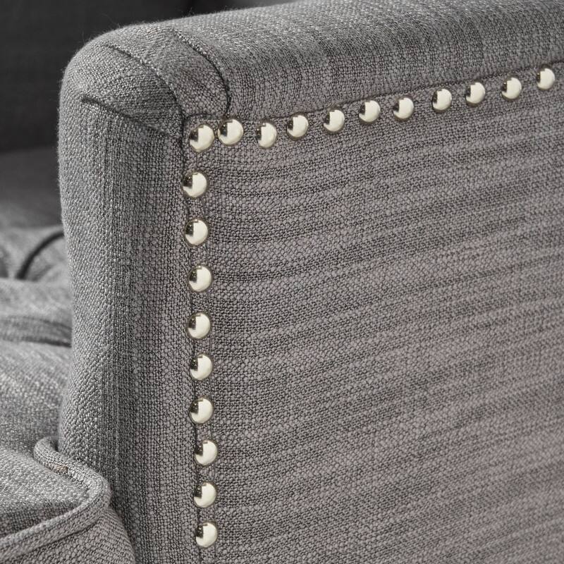 Contemporary Tufted Club Chair-Button-Tufted Diamond Stitch, Nailhead Trim&Birch Wood Legs