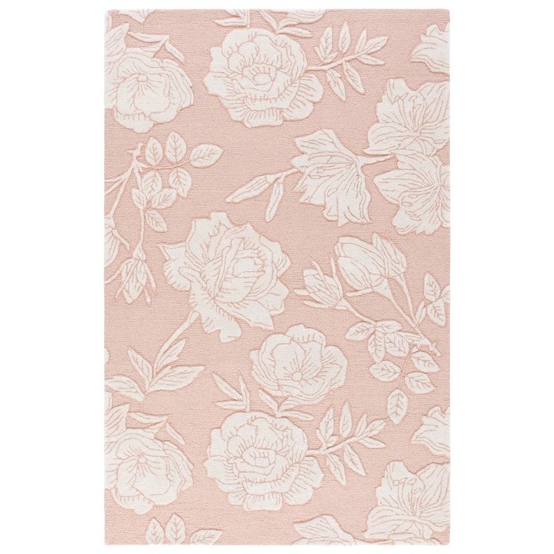 SAFAVIEH Handmade Glamour Arsenia Floral Wool Rug - 5' x 8' - Light Pink/Ivory