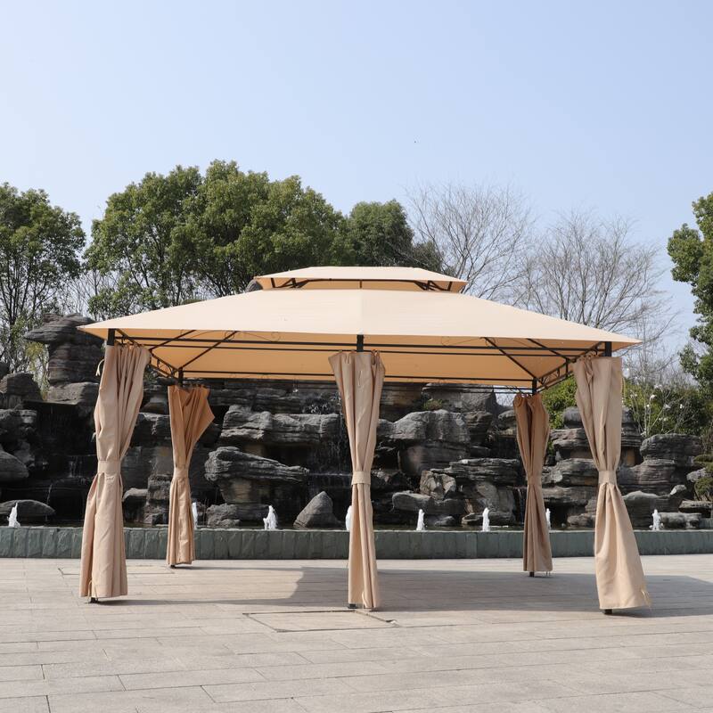 13 x 10 Outdoor Gazebo Canopy Tent With Ventilated Double Roof And Mosquito net for Lawn(Detachable Mesh Screen On All Sides)