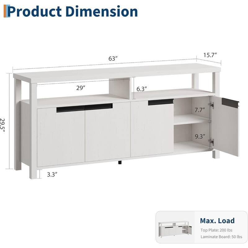 TV Stand, with Storage and Open Shelf