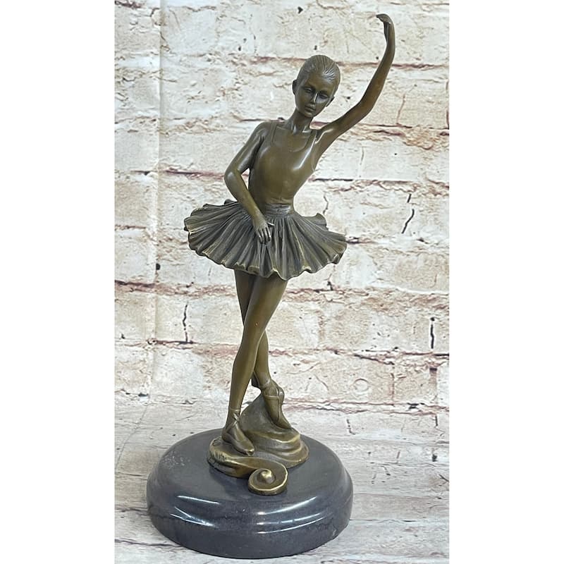 Prima Ballerina Dancer Girl Figure Bronze Statue Sculpture Marble Base Original 12 Inches X 5 Inches