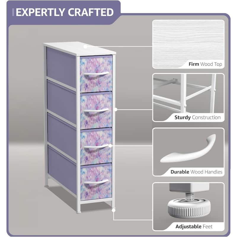 Narrow Dresser Tower with 4 Drawers - Vertical Storage for Bedroom