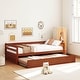 preview thumbnail 18 of 40, Costway Twin Size Trundle Daybed Wooden Slat Support Mattress Platform