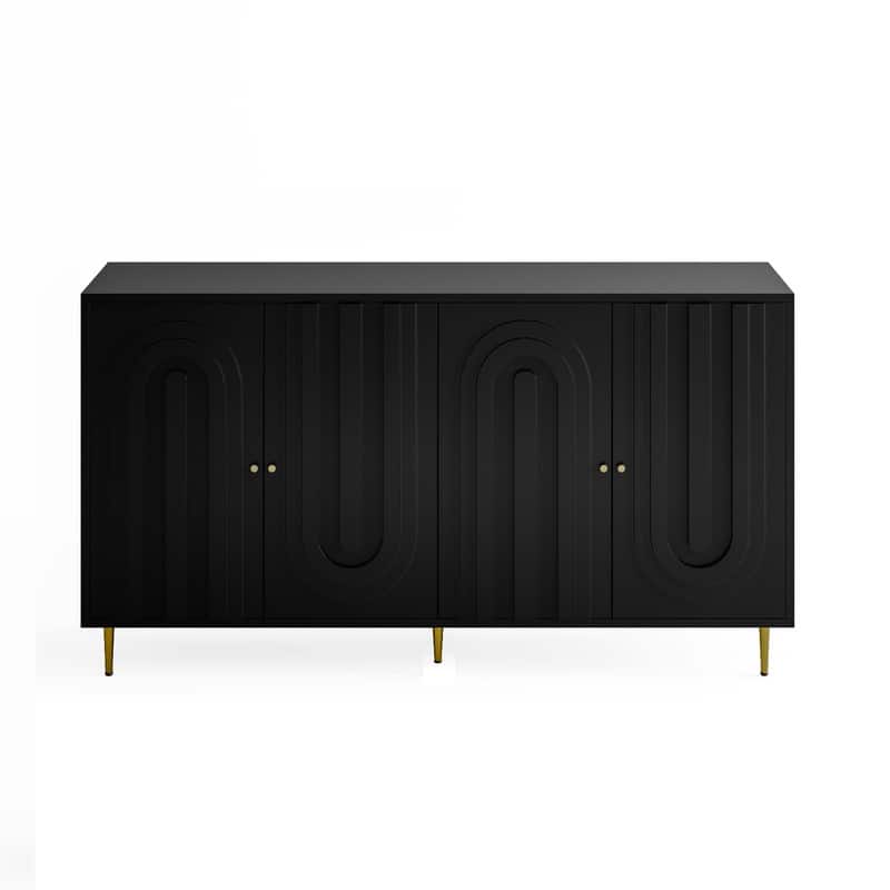 Modern 4-Door Wooden Sideboard Cabinet for Living Room Storage and Organization