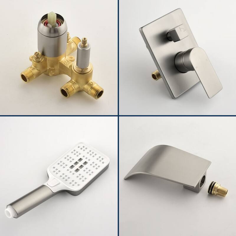 Wall Mounted Tub Faucet With Hand Sprayer Waterfall Bathtub Faucet Modern Single Handle Tub Filler Trim With Handheld Shower