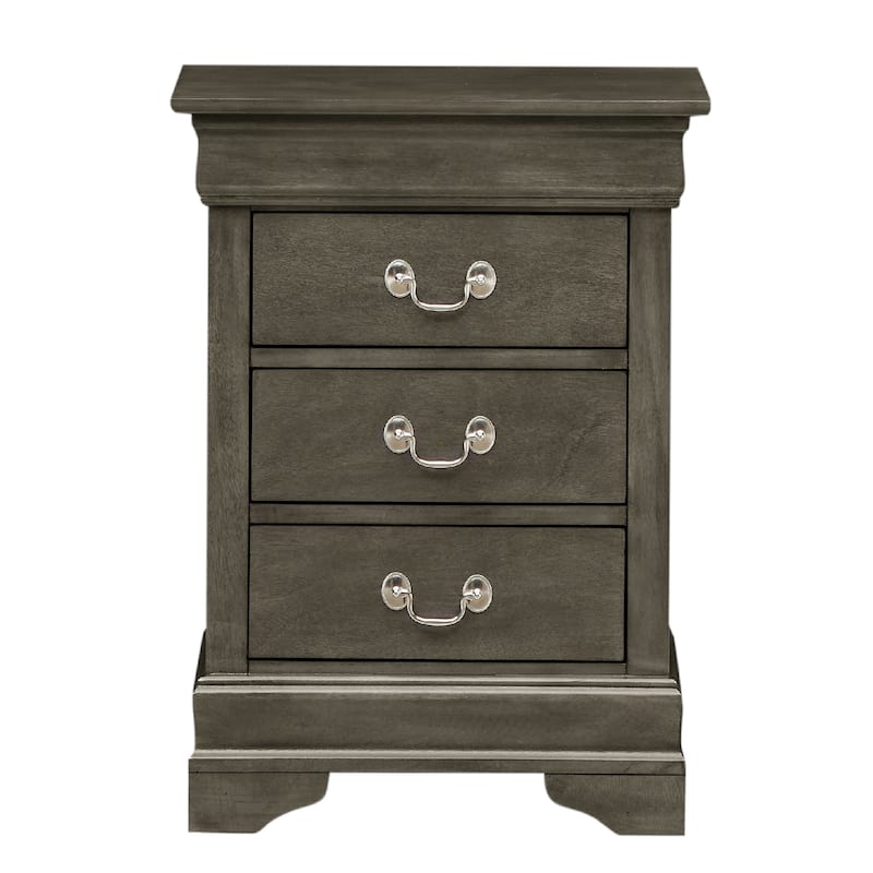 3-Drawer Wooden Nightstand - 29" - Gray