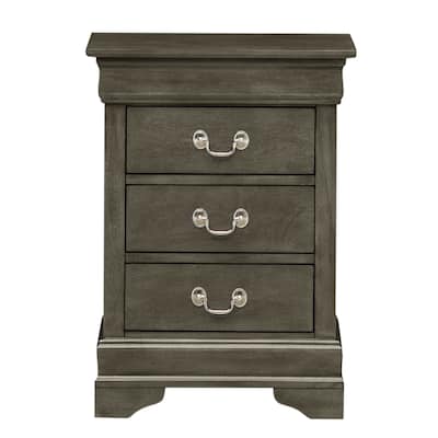 3-Drawer Wooden Nightstand - 29" - Gray