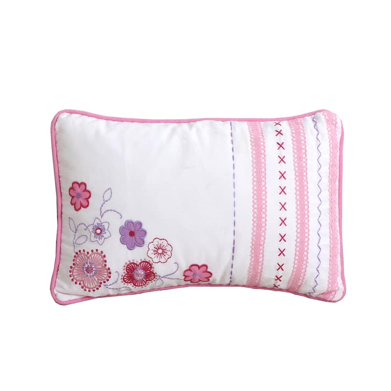 Cami Butterfly Cotton Pink Floral Quilt Bedding Set With Decorative Throw Pillows