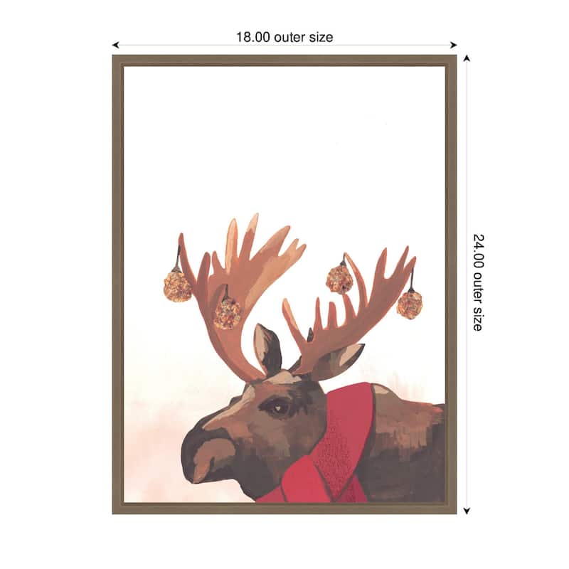 Kate and Laurel Framed Canvas Festive Moose by Teju Reval