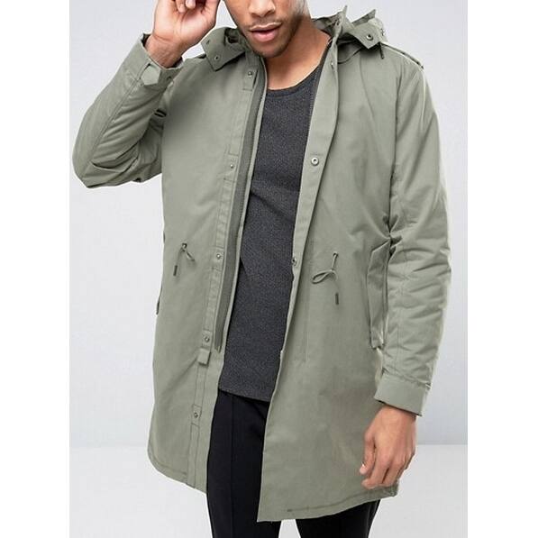 Shop Selected Homme New Green Mens Size 2xl Hooded Fishtail Parka