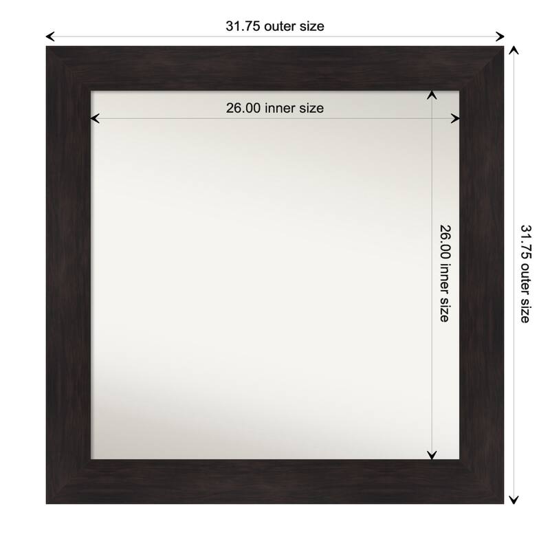 Furniture Espresso Framed Non-Beveled Custom Wall Mirror, Bathroom Vanity Mirror - Outer Size: 31.75 x 31.75