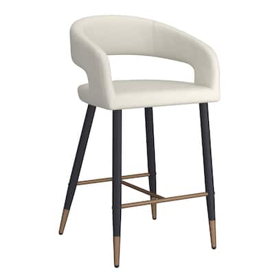 Modern Faux Leather and Metal 26" Counter Stool, Set of 2